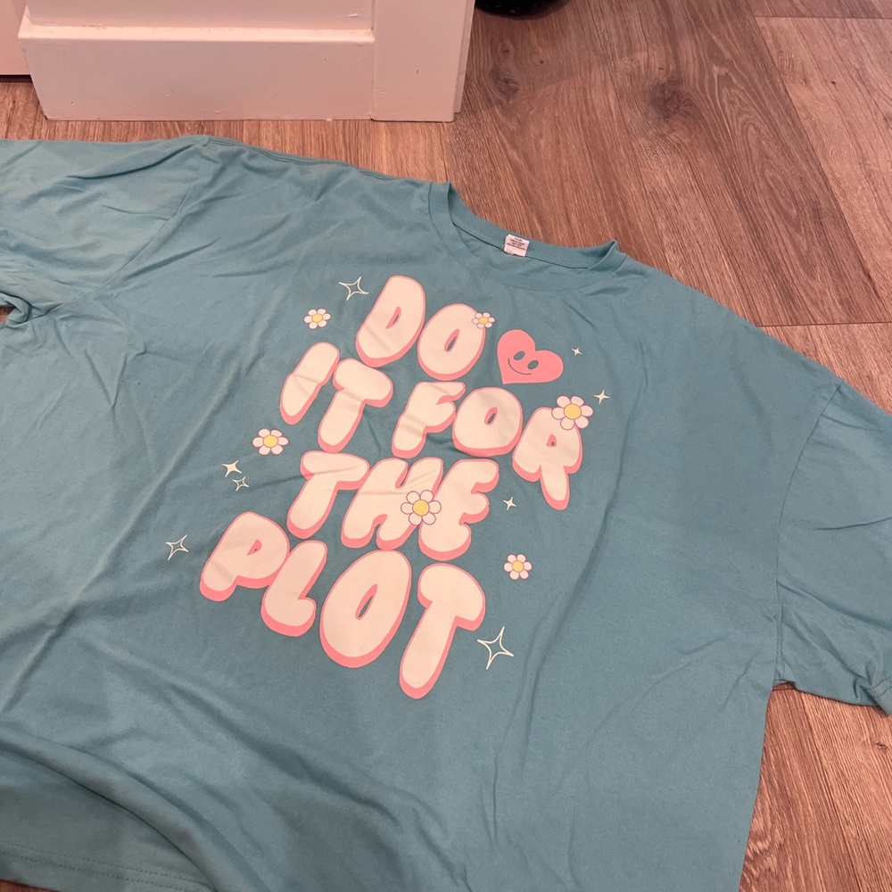 Adult Do It For The Plot' Graphic Tee - Teal Pink
